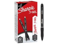 Sharpie S-Gel, Gelpenne, Medium spids (0,7 mm), Svart blæk, 12 styk