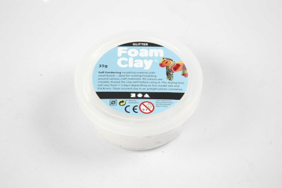 Foam Clay hvit, glitter, 35g
