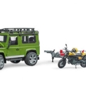 Bruder, Land Rover m/ trailer, flat track-motorcykel og fører
