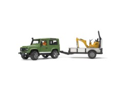 Bruder Land Rover Defender m/ trailer og minigravemaskin