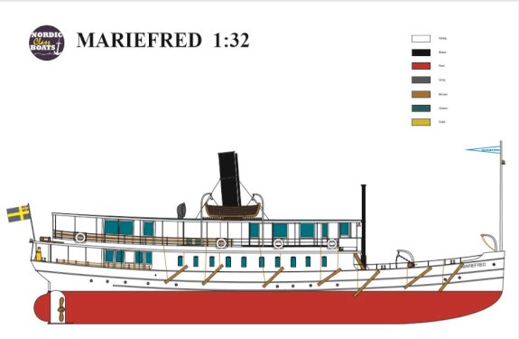 NCB, S/S Mariefred, svensk turbåd, tre, 1:32