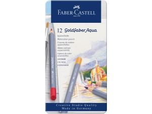 Faber-Castell Goldfaber Aqua, akvarelblyanter, 12 stk. i metalæske