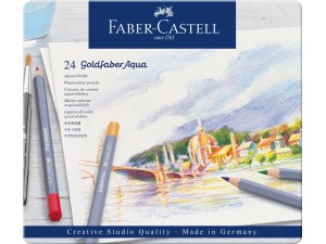 Faber-Castell Goldfaber Aqua, akvarelblyanter, 24 stk. i metalæske