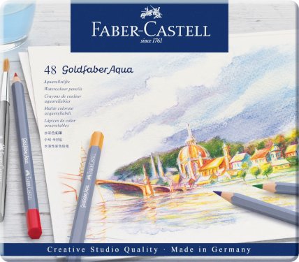 Faber-Castell Goldfaber Aqua, akvarelblyanter, 48 stk. i metalæske