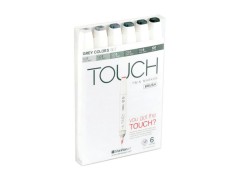Touch Twin Brush Markers, 6 stk., gråtoner