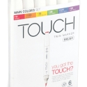 Touch Twin Brush Markers, 6 stk., basisfarver