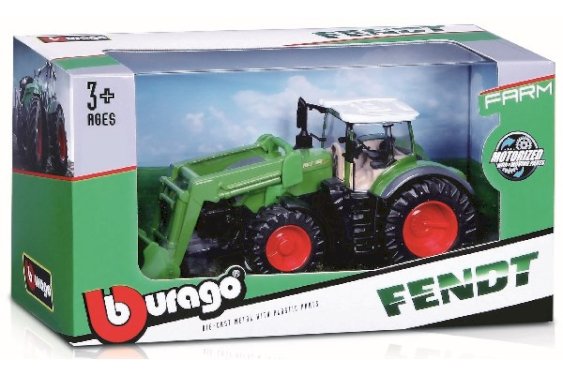 Bburago, traktor, Fendt 1050 Vario m/ frontlaster, 10 cm
