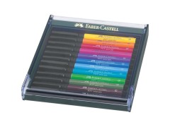 Faber-Castell Pitt Artist Pen, pensel, standardfarver, 12 stk.