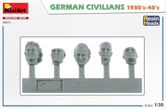 MiniArt, German Civilians, 1930-40s, resin heads, 1:35