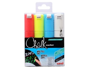 Uni Chalk PWE-8K, sletbar marker, 4 stk.