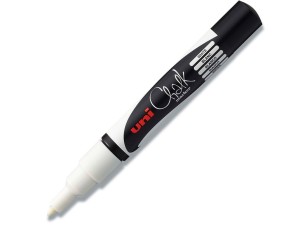 Uni Chalk PWE-3MS, sletbar marker, hvit