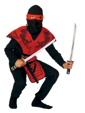Rio, Rød ninja, kostyme, 7-9 år
