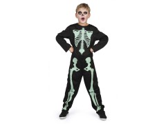 Skelet kostyme selvlysende 140cm (7-8 år)