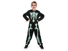 Rio Skelet selvlysende kostyme 160cm (10-12 år)
