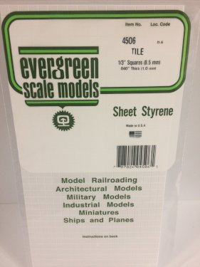 Evergreen Styrenplade, 1,0 mm m/ 8,5 mm fliser, 15 x 30 cm