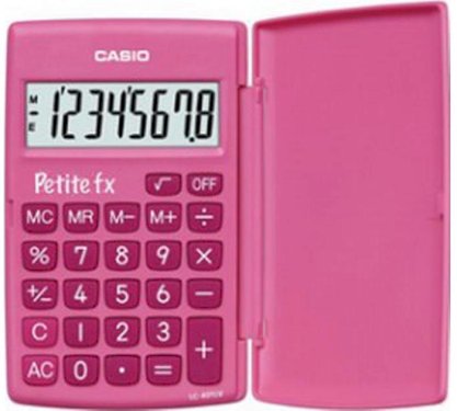 Casio, lommeregner m/ klap, pink