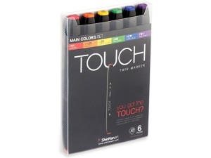 Touch Twin Markers, 6 stk., basisfarver