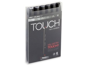 Touch Twin Markers, 6 stk., gråtoner