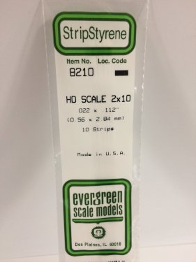 Evergreen Styrenliste, 0,56 x 2,84 mm, 10 stk., opaque white