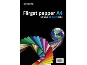 Büngers, farvet kopipapir, A4, 80 g, 50 ark, 10 farger