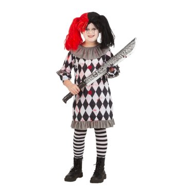 Creepy klovn, kostyme, jente, 9-10 år