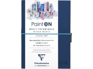 Clairefontaine, Paint On, mixed media-blok, A5, hvit m/ struktur, plastomslag