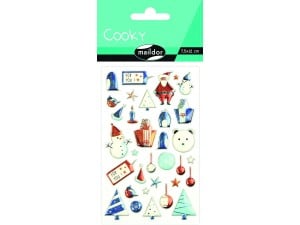 Maildor, Cooky, 3D-klistermærker, jul m/ glitter, blå