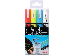 Uni Chalk PWE-5M, sletbar marker, 4 stk.