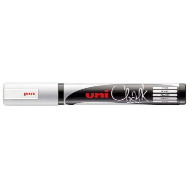 Uni Chalk PWE-5M, sletbar marker, hvit