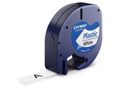 Dymo tape LetraTag plastik 12mmx4m hvit