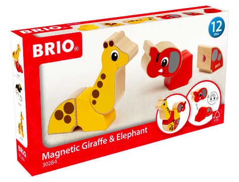 Brio, magnetisk elefant og giraff