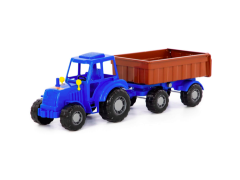 Polesie, traktor m/ tipphenger, blå/brun, 57 cm